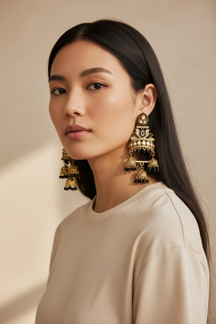 Black Jhumka Earrings