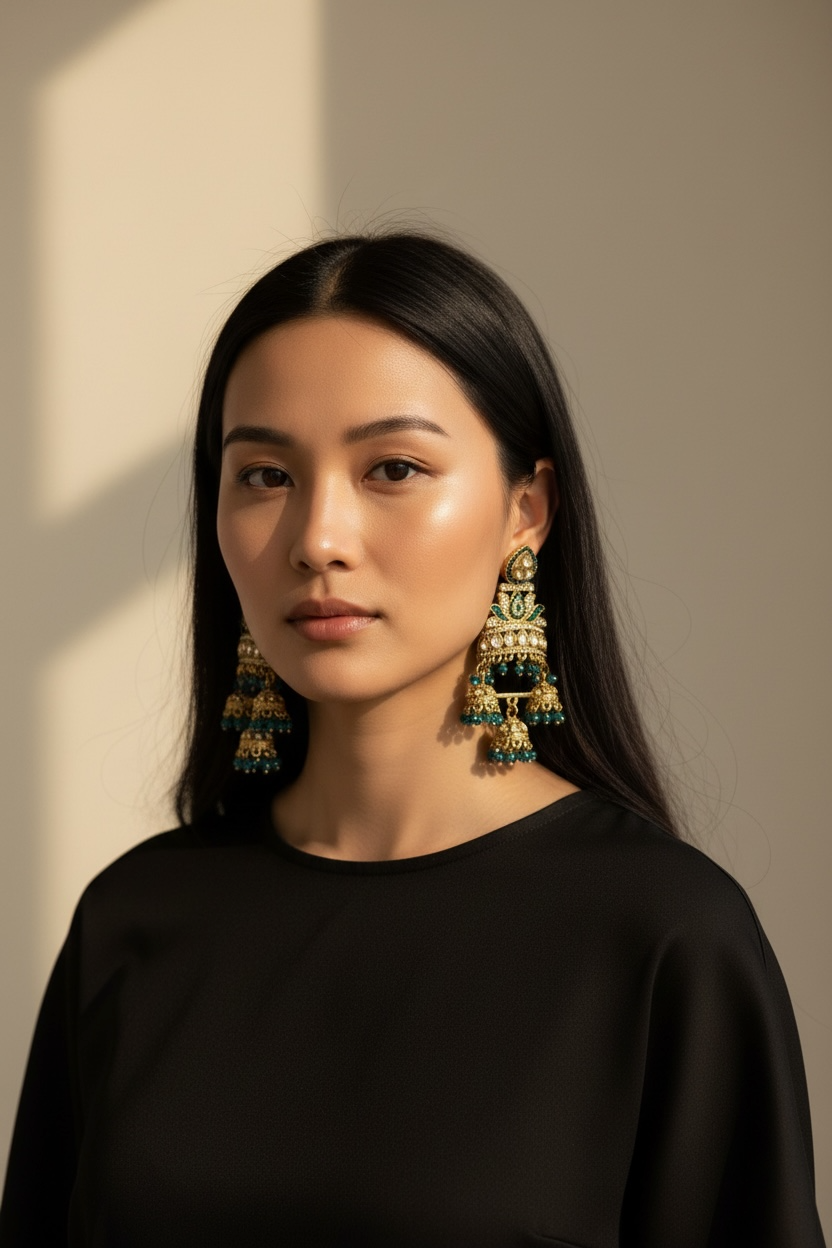 Sea green Jhumka Earrings