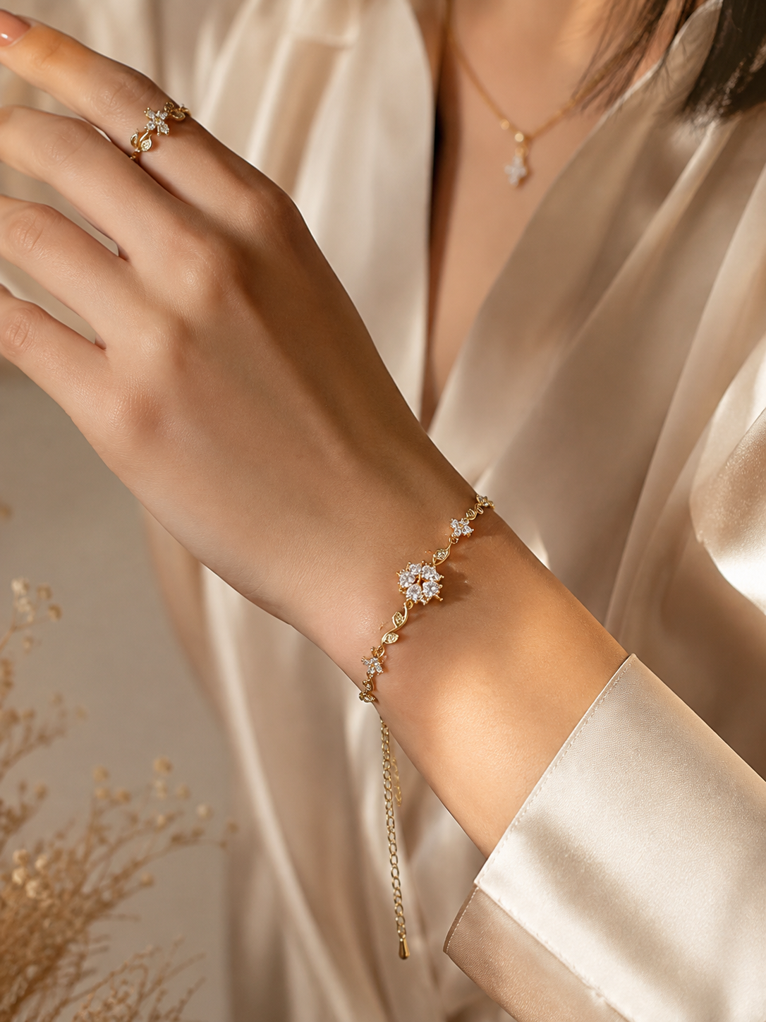 Floral Cascade Charm Bracelet