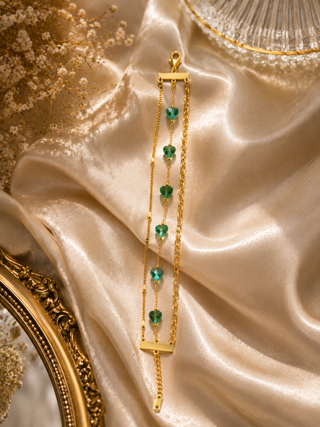 Emerald Heart Charm Bracelet