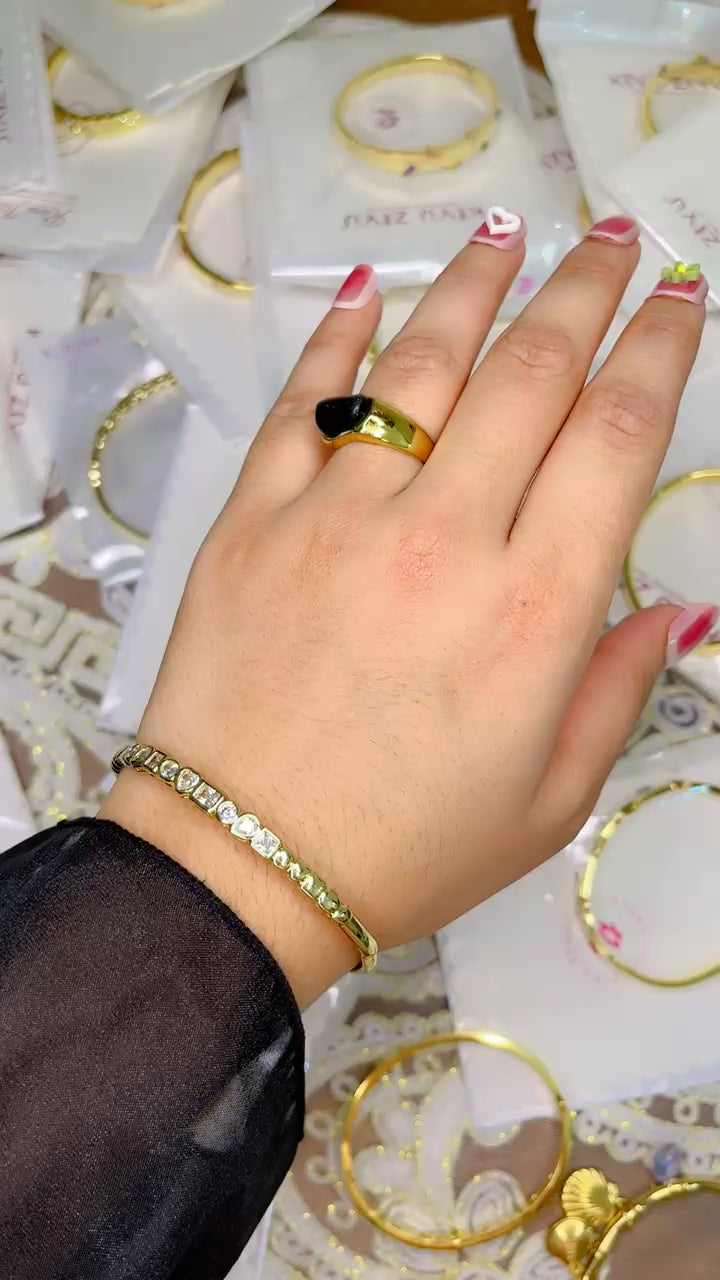 18K Gold Plated Crystal Tennis Bangle Bracelet
