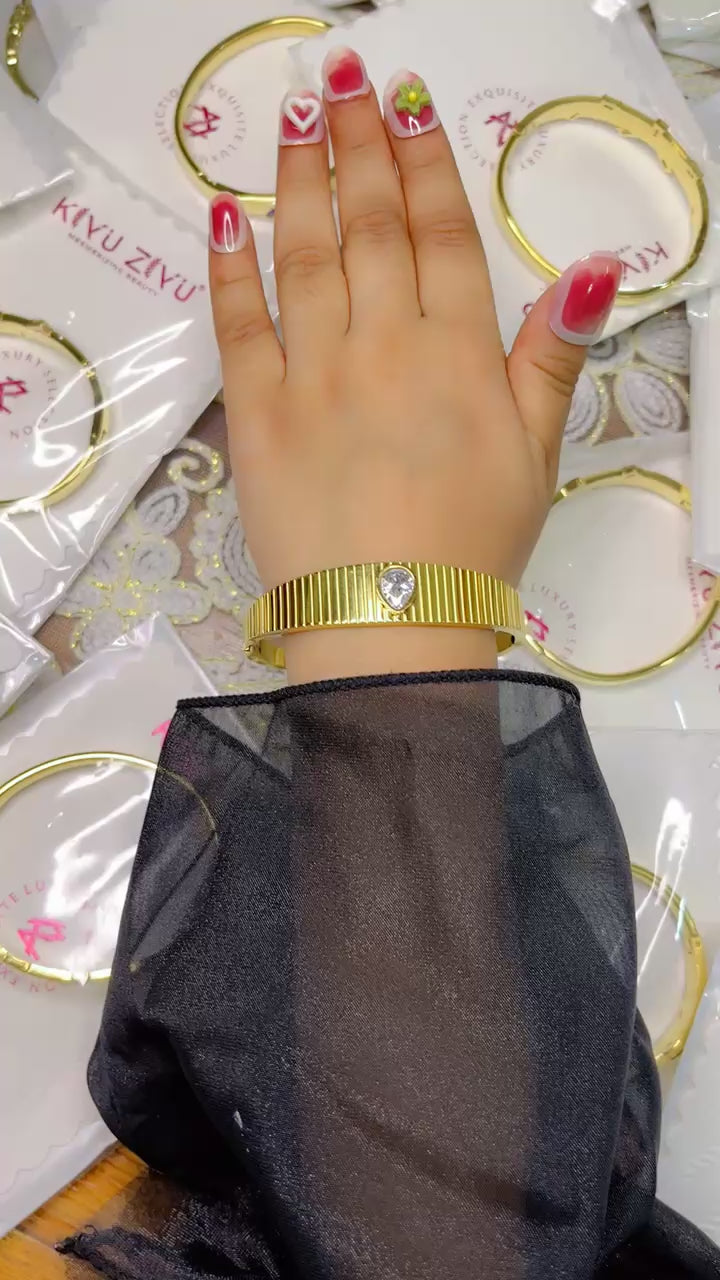 Cut Crystal 18K Gold Plated Kada Bracelet