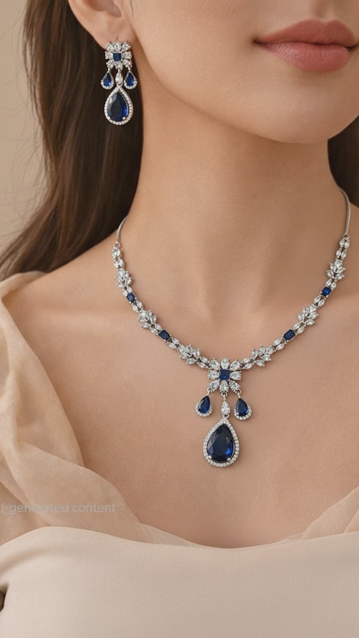 AD Blue Sapphire Crystal Necklace