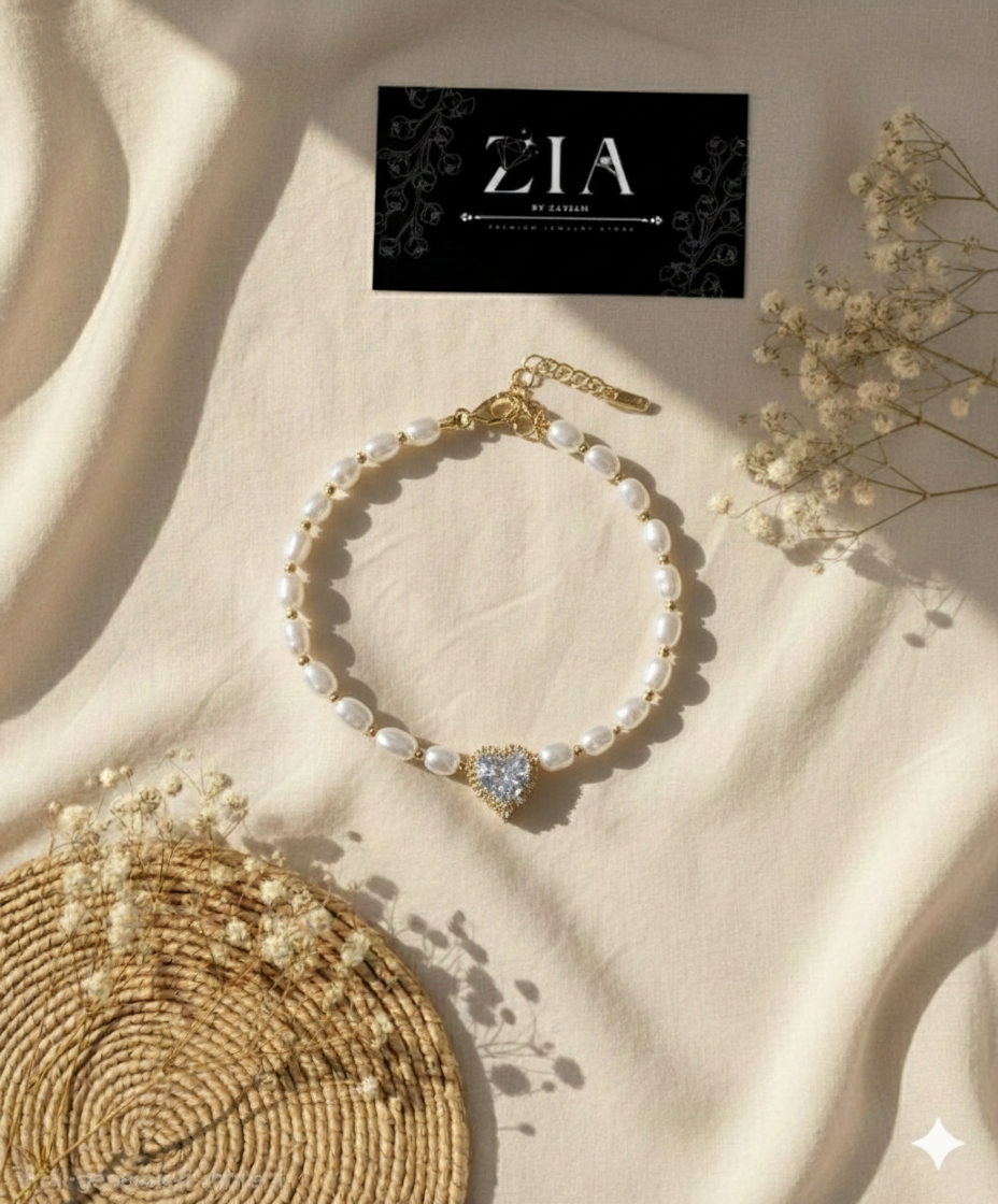 Pearl & AD Heart Bracelet