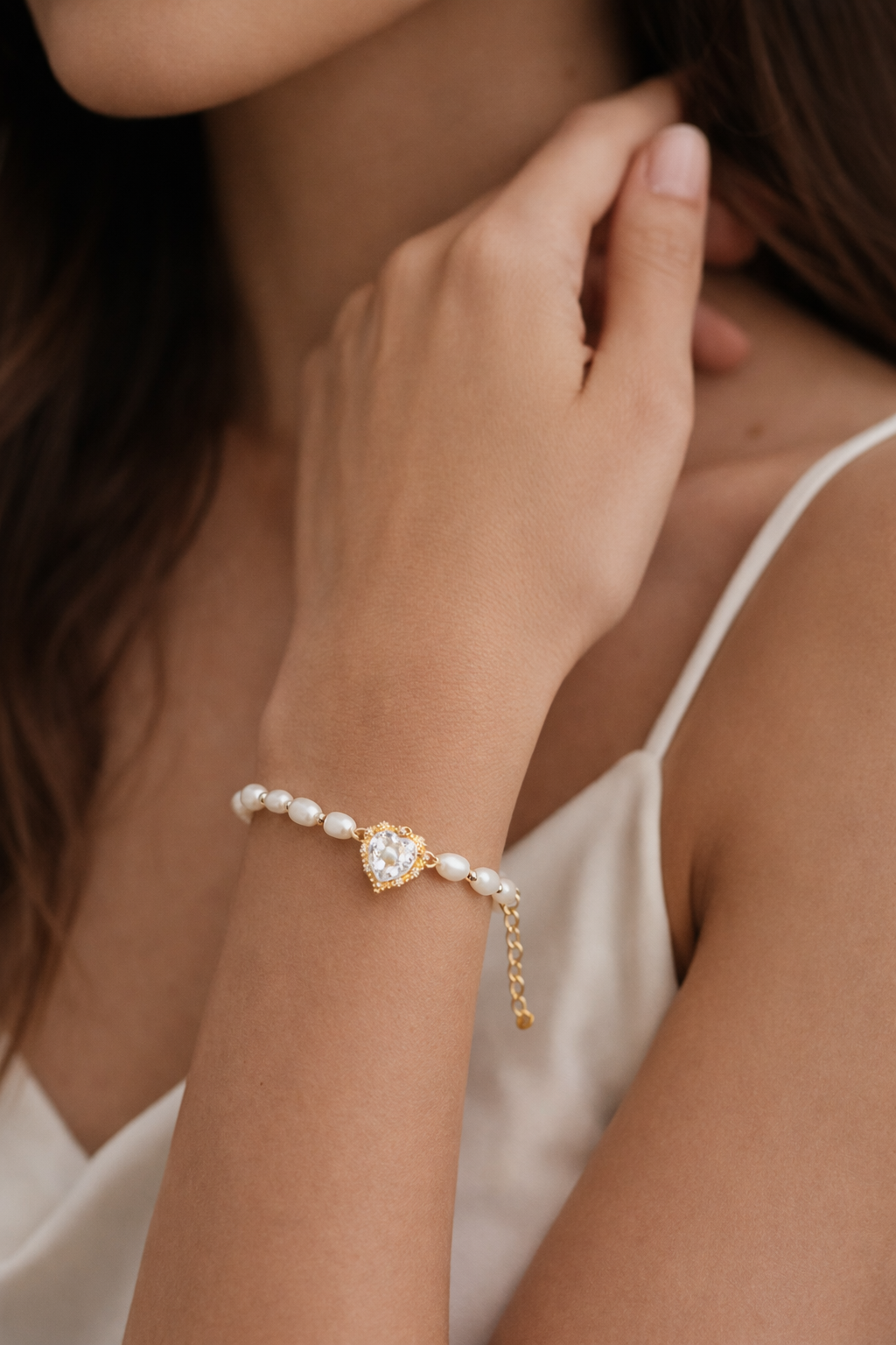 Pearl & AD Heart Bracelet