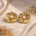 Golden Pearl Bloom studs