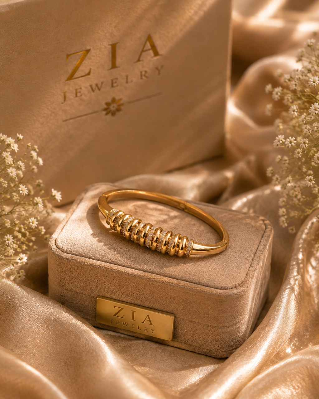 18K Gold Plated Coil Ring Bangle Bracelet