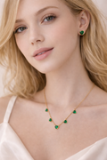 Emerald Heart Charm Necklace Set